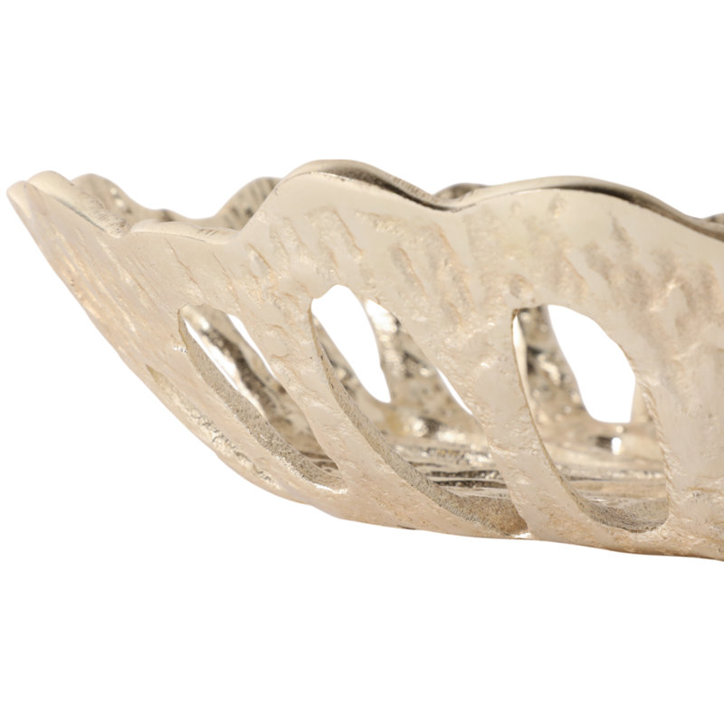 Bol décoratif moderne avec motif floral ajouré - bol décoratif idéal pour table basse, console d'entrée ou décoration intérieure - ensemble de 2, 14 po, or