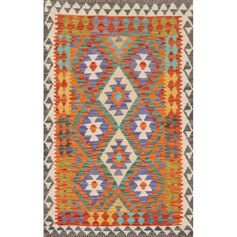 Reversible Wool Kilim Oriental Accent Rug 3x5