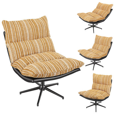 Fauteuil d'appoint pivotant pour le salon, fauteuil de détente avec dossier réglable à 3 niveaux, chaises de loisirs confortables pour la lecture dans la chambre à coucher
