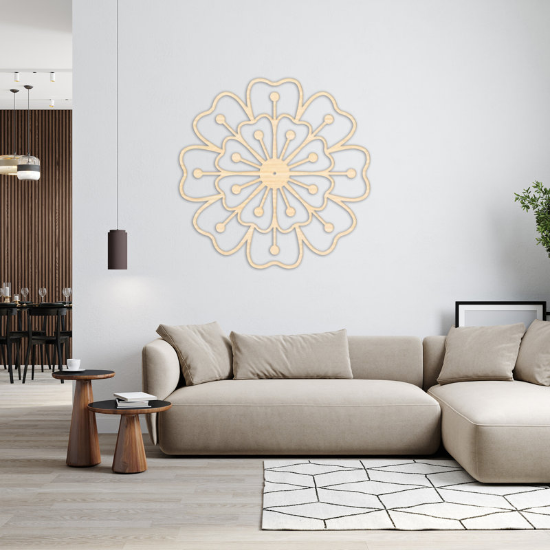 Décoration murale mandala floral - ACM, H 32 po x l 32 po x P 0,25 po, Argent