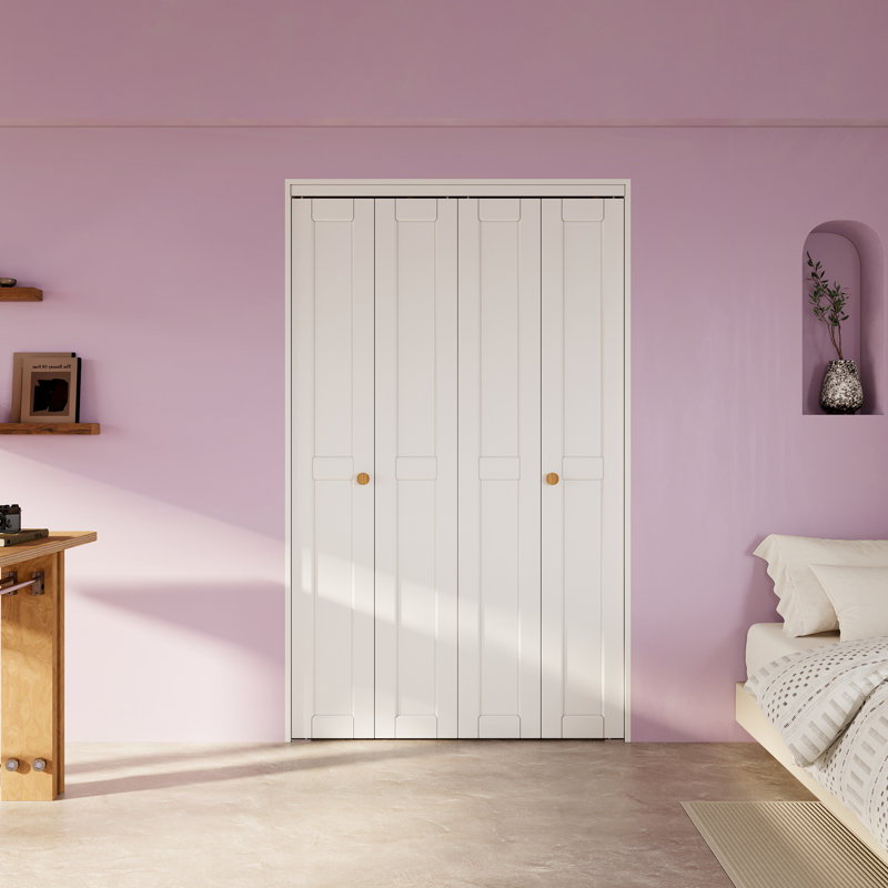 Porte pliante 80H à panneau en bois massif avec quincaillerie d'installation, 48 po x 80 po