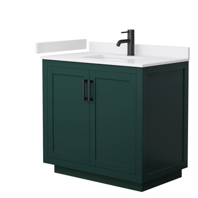 Ensemble de meuble-lavabo simple 36 po avec plateau en marbre de culture Miranda