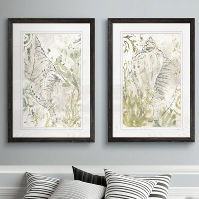 " Verdant Shell Fresco I " by Vincent Van Gogh 2 - Pieces