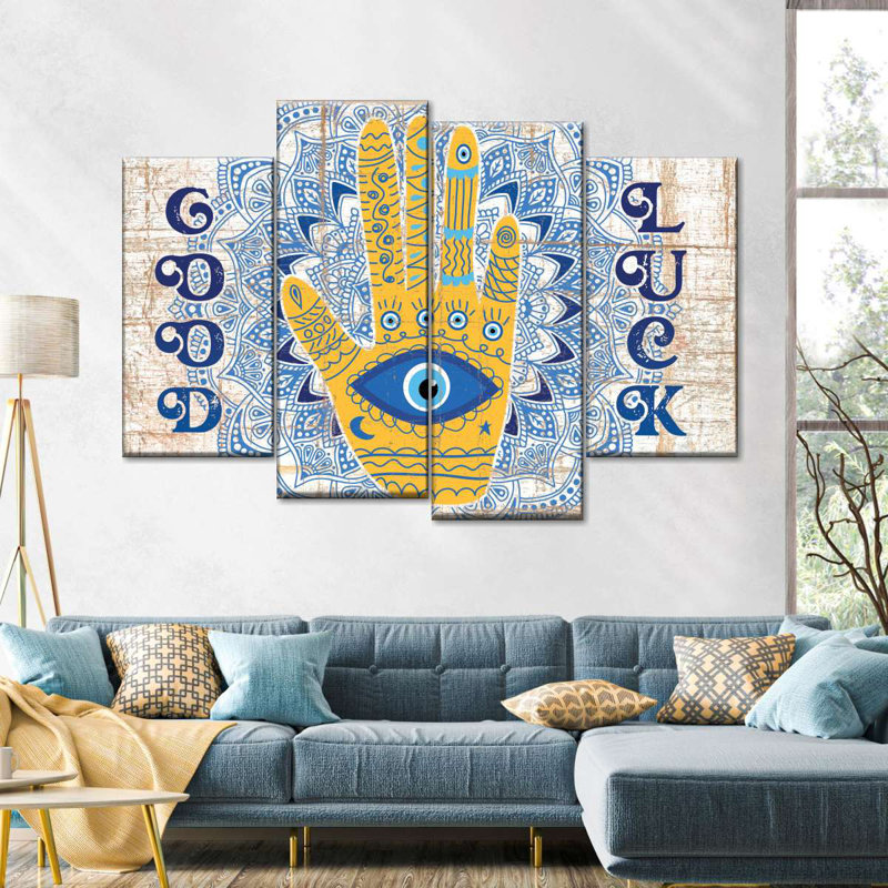 Impression sur toile Hamsa Good Luck, H 22 po x l 36 po x P 1 po