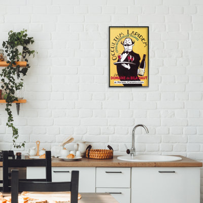 Giclée encadrée par un serveur et un vin rétro, design par Jean-Pierre Got