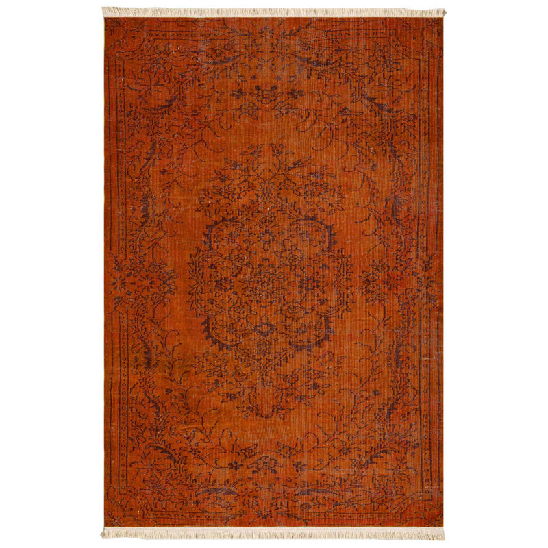 Tapis traditionnel rétro orange brûlé surteint, Orange