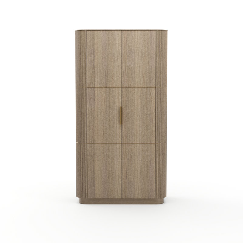 Solid Wood Bar Cabinet, Gold