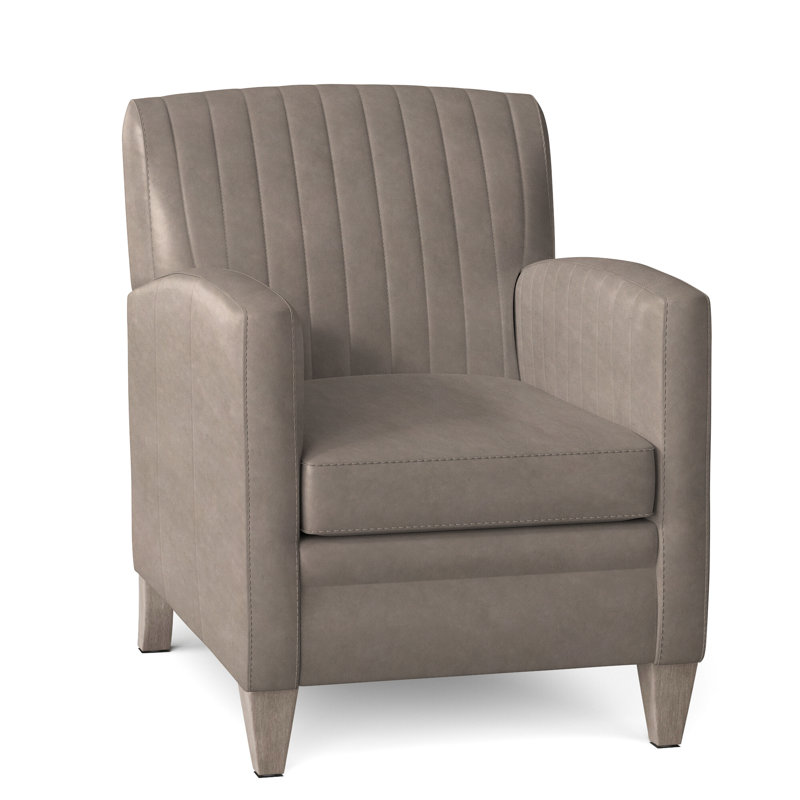 Barnabus Leather Club Chair, Anilina Cacao Genuine Leather, Stone
