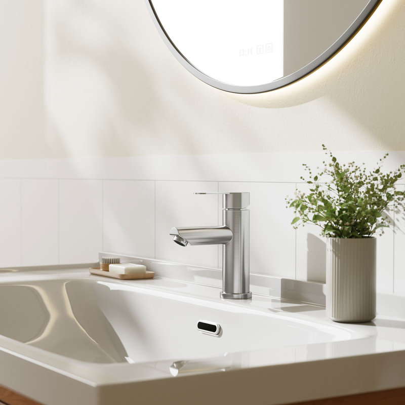 Single-Hole Bathroom Faucet with Drain Assembly, Brushed Nickel