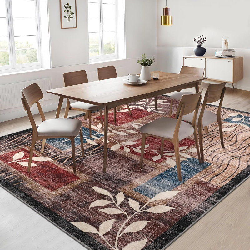 Washable Rug Modern Floral Rug Geometric Runners Grey Hallway Runner Carpet Soft Low-Pile Bathroom Mat Laundry Hallway 2x6