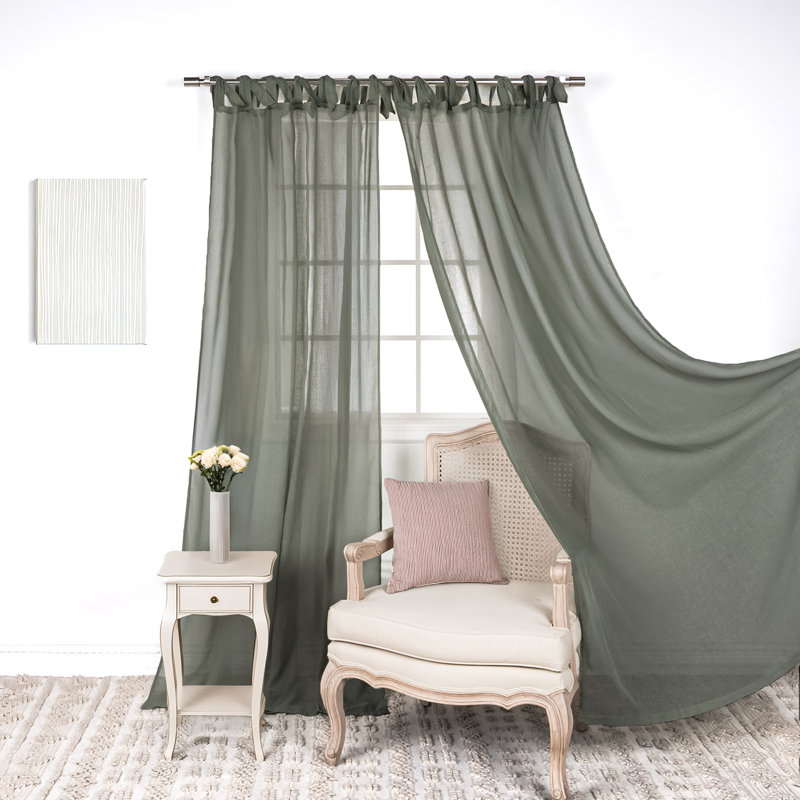 Elyse Sheer Curtain Panel Pair, Lichen, 52" W x 96" L