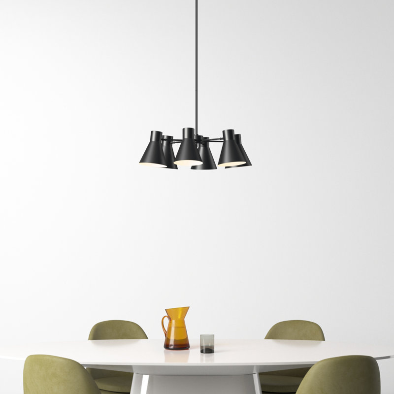 Anton 6 - Light Dimmable Cone Chandelier, Midnight Black