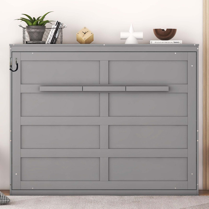 Full Size Murphy Bed Wall Bed, Gray, Full