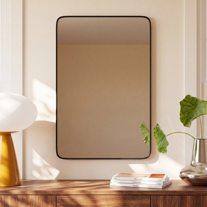Eaton Modern & Contemporary Accent Mirror, Matte Black, 36" H x 24" W