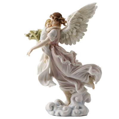 10.63 in H The Guardian Angel Light Color Poly Resin