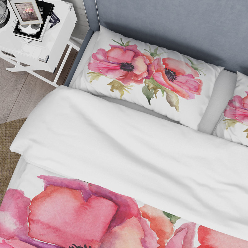 Pink Microfiber Duvet Cover Set, Twin Duvet Cover + 1 Standard Sham