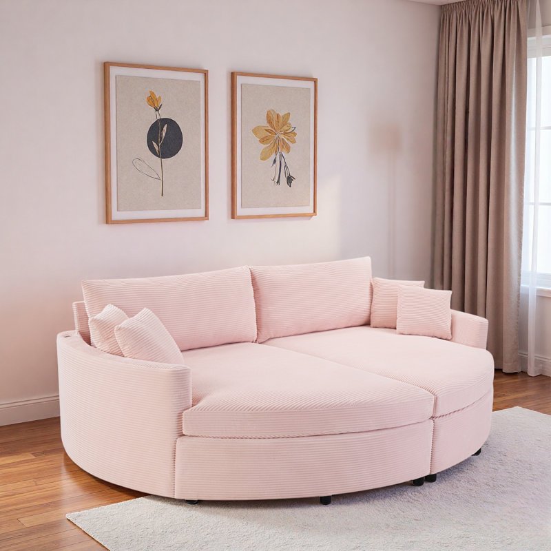 Très grand canapé-lit double avec siège profond et ports USB, Beige
