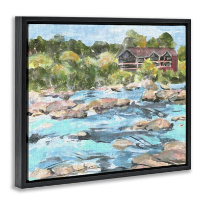 «Rocky River Landscape», peinture murale encadrée par Melissa Wang