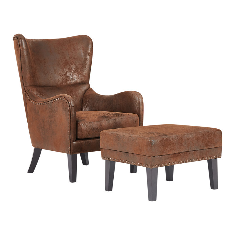 Gunner Hi-Back Upholstered Accent Chair With Ottoman, 1, Yes