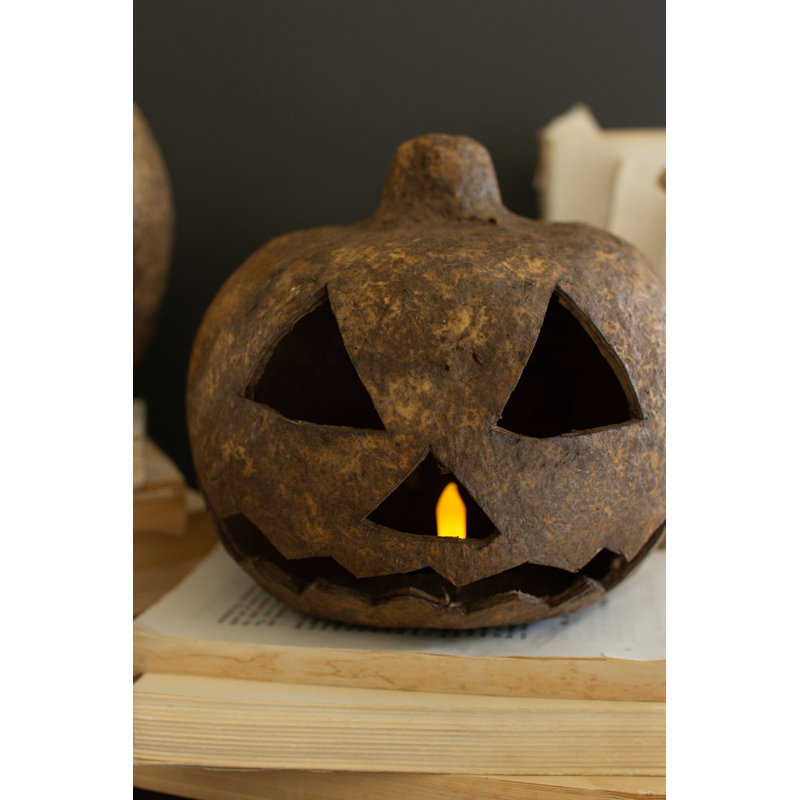 Jack-O-Lantern Kalalou - lanternes d'Halloween fabriquées à la main de 7,5 po de hauteur, lot de 2