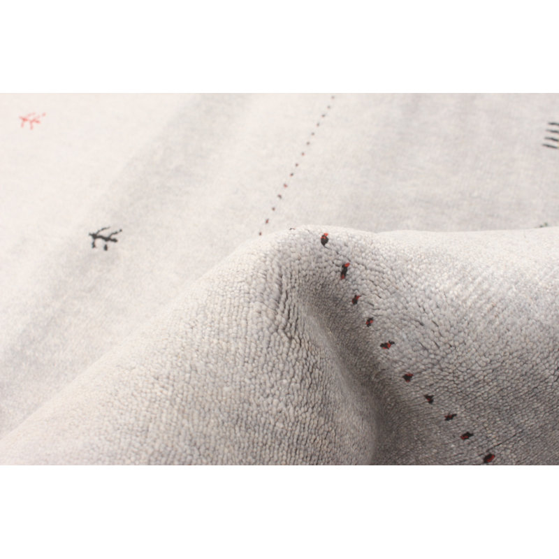 Tapis gris noué à la main Gabbeh Luribaft 8 pi 2 po x 9 pi 11 po
