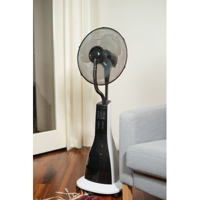 XBrand 47.25 in H Black/White Oscillating Mist Fan Humidifier w/ Remote, Timer & 3 Modes for Indoor Outdoor Patio Cooling