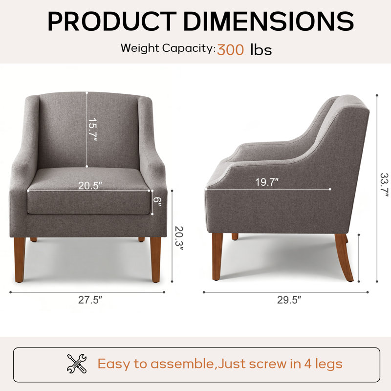  Halcott Upholstered Accent Chair, Dark Gray