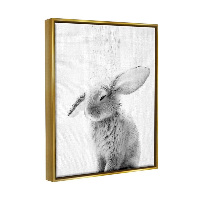 Éclaboussure de salle de bain Bunny, Cadre flottant doré, H 31 po x l 25 po x P 1,7 po