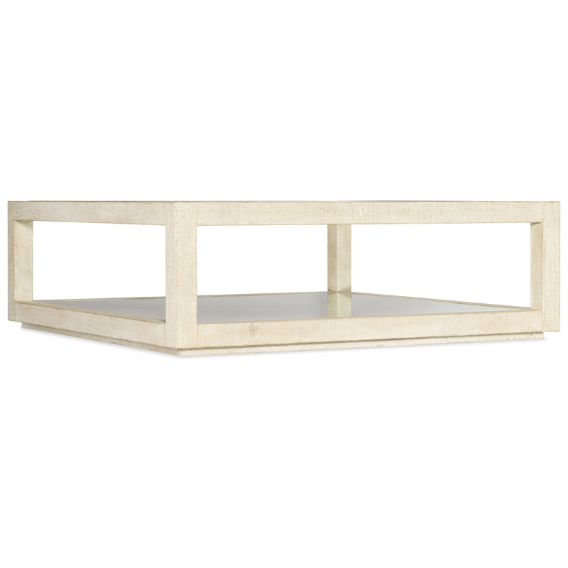 White Square Wood and Glass Cocktail Table