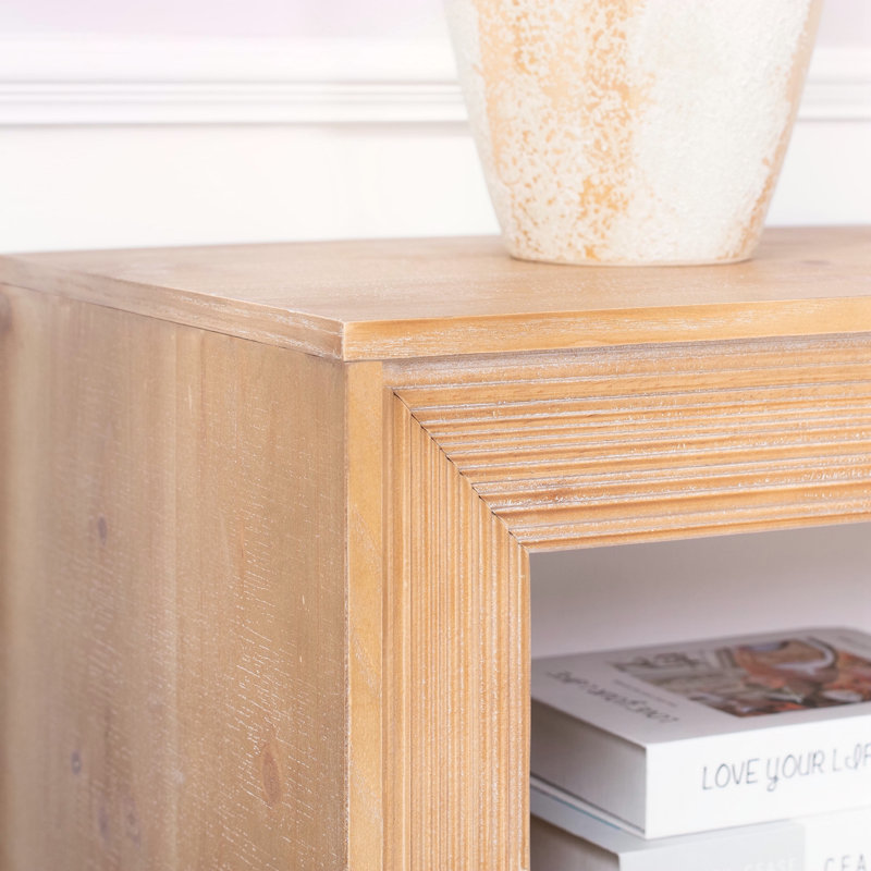 Console rustique en bois massif avec tablette de rangement