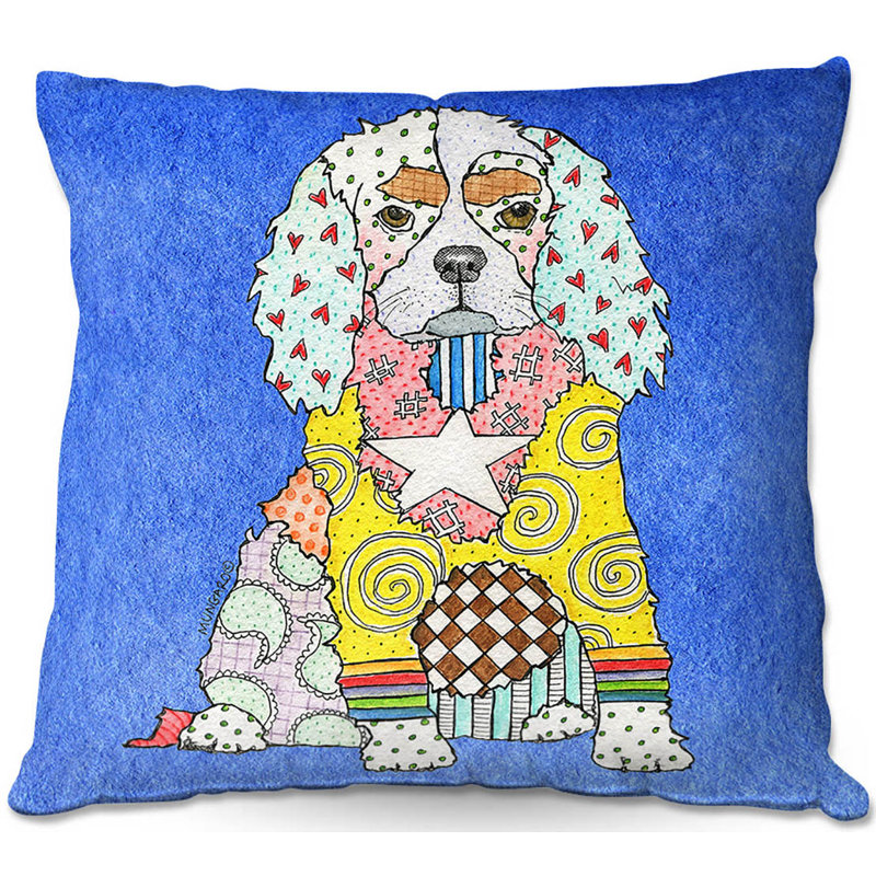  Coussin Couch King Charles Spaniel, 20 po x 20 po, Bleu