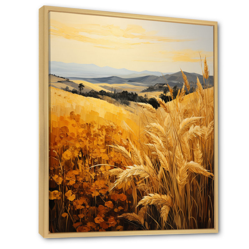 «Countryside Wheat Field of Gold I», reproduction sur toile, H 40 po x l 30 po x P 1,5 po, Cadre naturel flottant