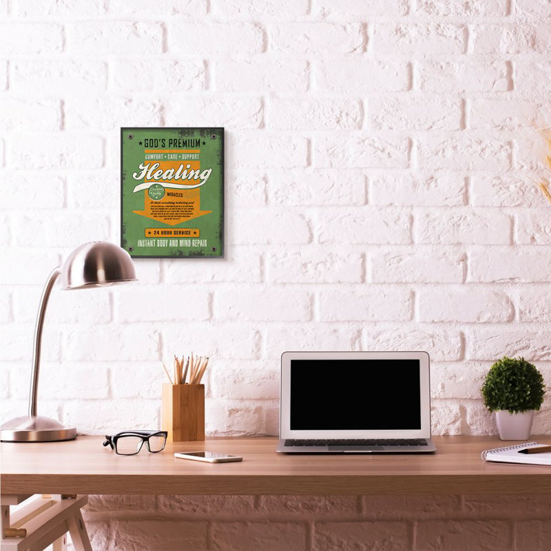 « cicatrisation miracles rétro, vert orange design » par l’ester kay, impression sur toile, Giclée encadrée noir minuit
