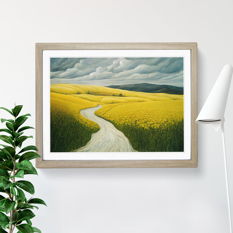 Brilliant Spring Meadow Landscape - Framed Print, 46cm H x 64cm W x 2cm D, Oak Framed