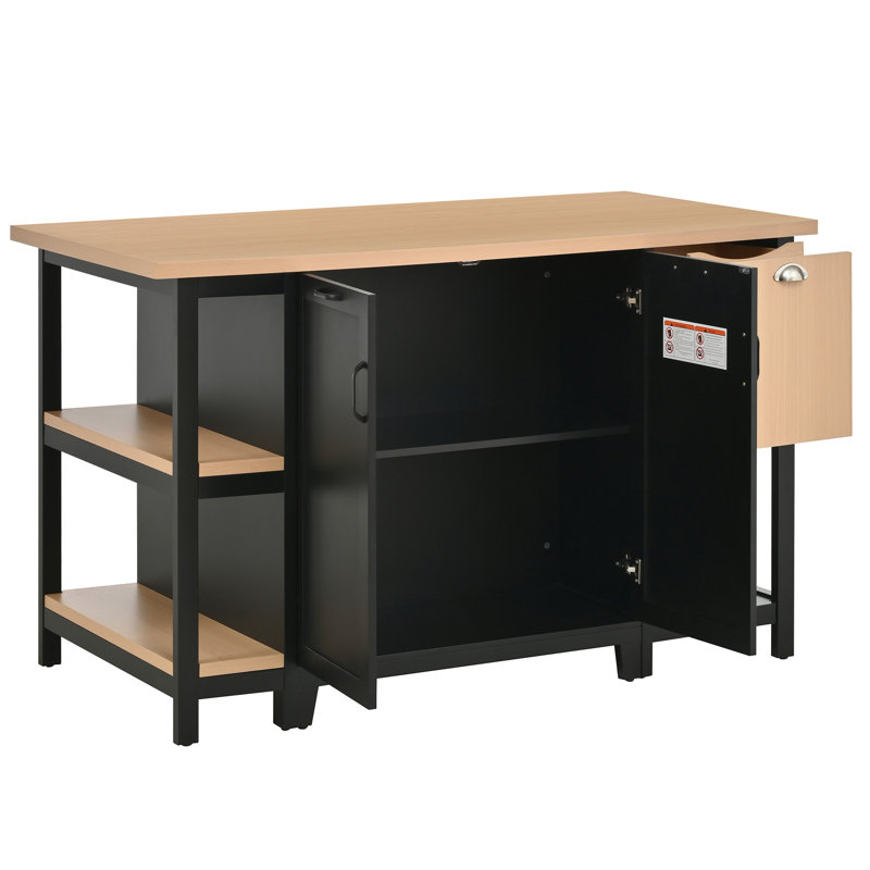 Îlot de cuisine autoportant 58 po, Black
