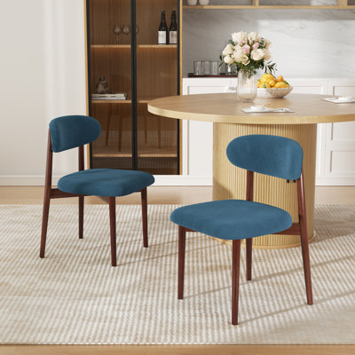 Modern Minimalist Dining Chair With Wood Legs, Mid-Century Accent Chair For Kitchen, Living Room, And Vanity