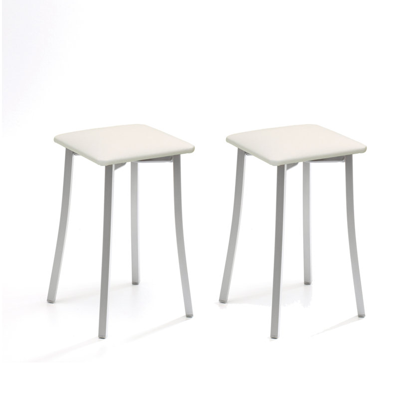 Gabril Upholstered and Faux Leather Bar Stool, White