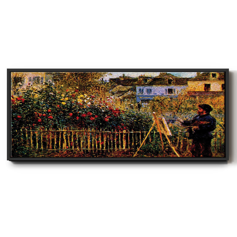 Monet, peinture dans son jardin à Argenteuil - Toile encadrée, H 24 po x l 60 po