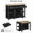 Cresong 33.5'' W Kitchen Island with Extendable Dining Table, Rubber Wood Veneer Kitchen Table, Power Outlet-1079560023