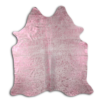 Custom Pink Metallic on White Cowhide Rug
