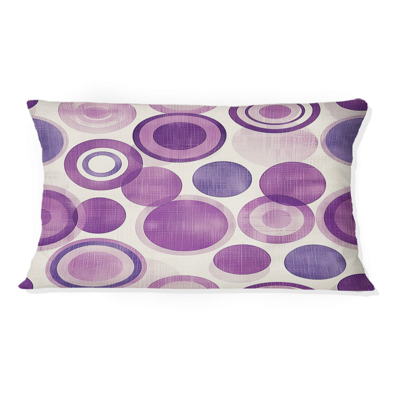 Coussin lombaire mauve Mid-Century Retro Circles I