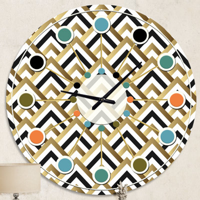 Triangle doré noir et blanc - horloge murale moderne Mid-Century