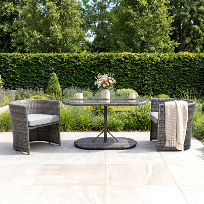 St Tropez 2 - Person Oval Patio Dining Set with Cushions included