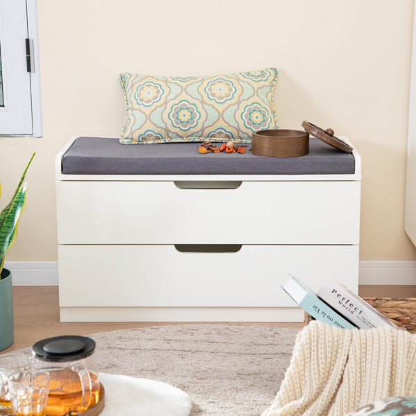 HOMCOM Modern Shoe Rack Bench for Entryway, Storage Organizer with Cushion, 2