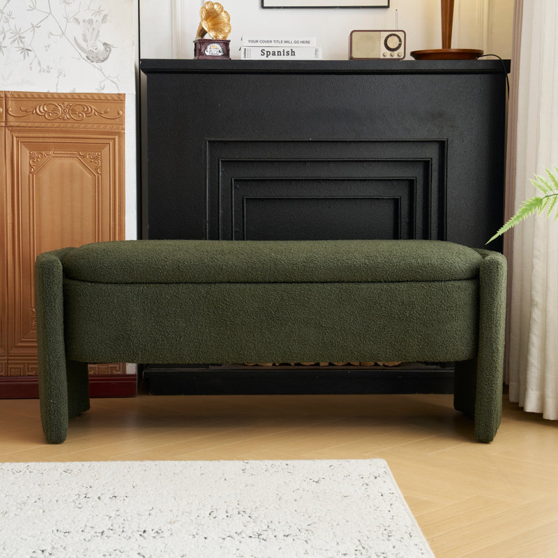 Simple Long shaped Ottoman Bench, Dark Green