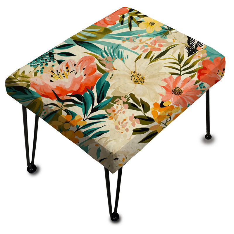 Repose-pieds Botanical en beige et vert I - Tropical