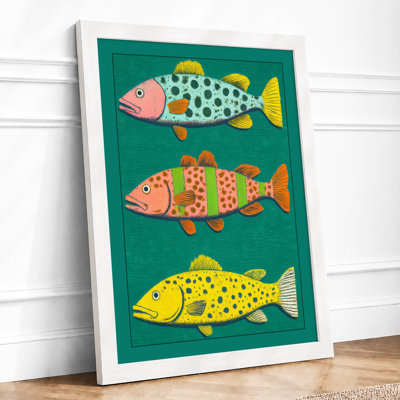 Stacked Fish Play Modern 1 Piece Single Picture Frame Wall Art
