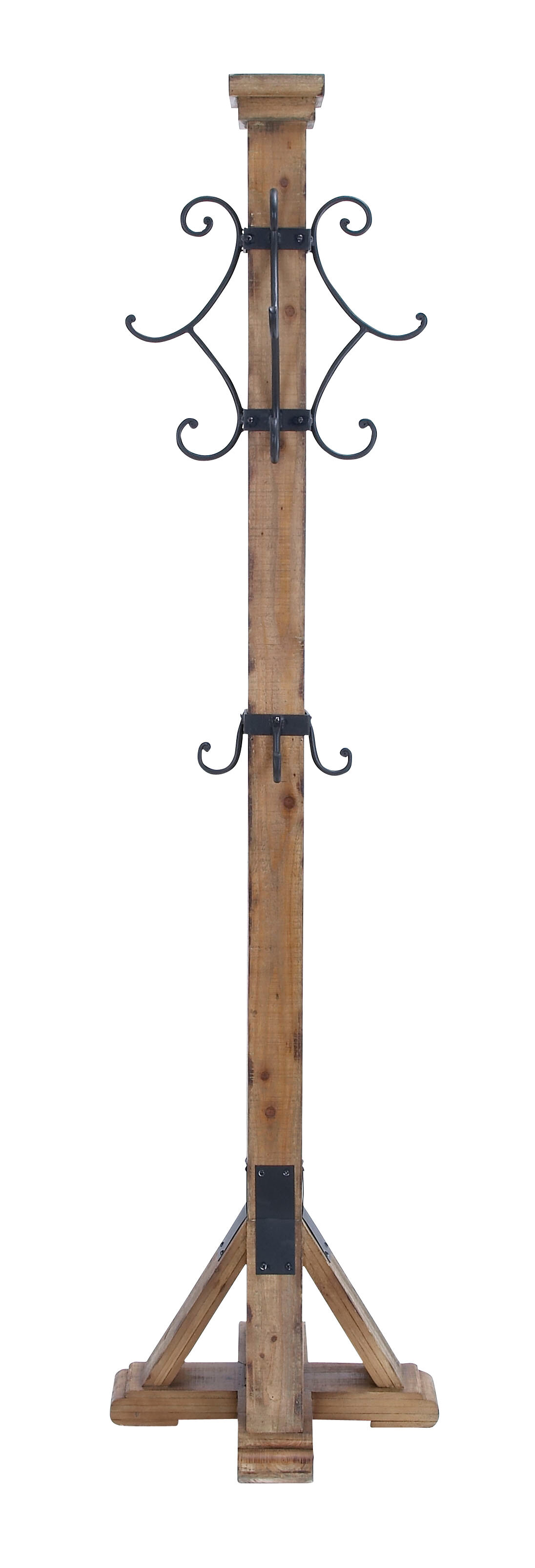 Wrought Iron Metal Wall Mount Coat Rack With 5 Hooks Fleur De Lis Scroll  Accent