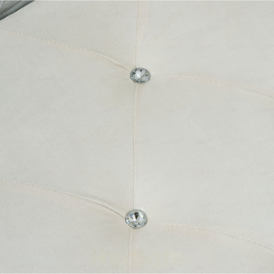 Banc de rangement en velours doux avec boutons en cristal et 1 coussin, pour chambre et salon
