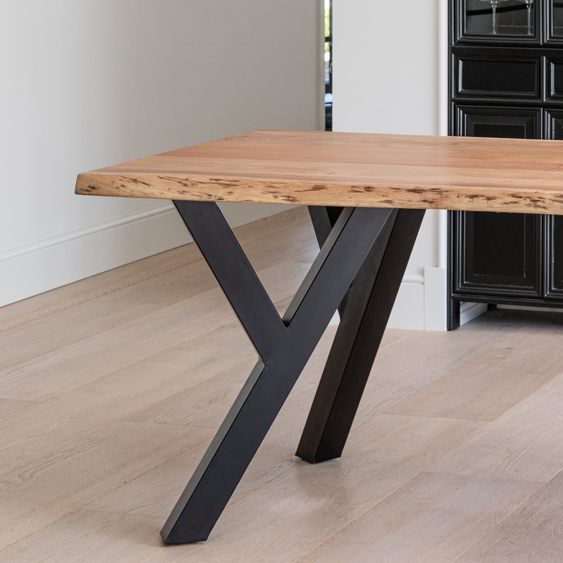 Evia Bosco 6 Seater Acacia Wooden Dining Table Set - Natural, 76cm H x 90cm W x 4.8cm D